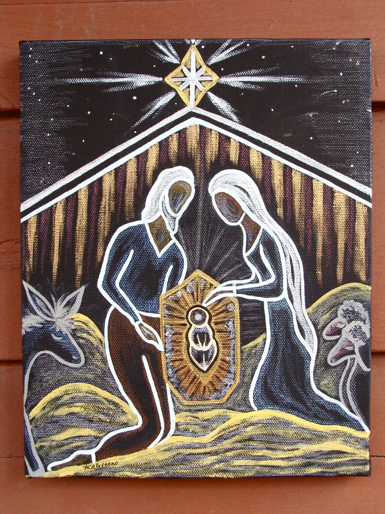 Holy Night Christmas Nativity Scene Original Abstract Acrylic Etsy