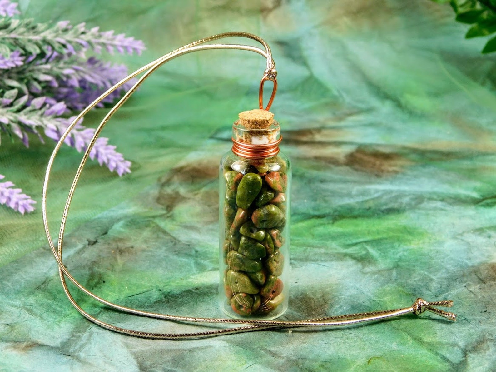 Crystal Medicine Bottle Necklace Small Bottle of Unakite Etsy