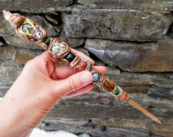 Stag Wand, Crystal Wand, Magic Wand,  Stag Wand with Male Deer Totem, Magical Stag Crystal Wand, Witch Wand Crystal Healing Forest Wand Gift