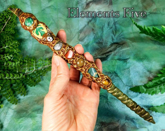 Deer Wand, Crystal Magic Stag Wand, Stag Wand with Male Deer Totem, Magical Stag Crystal Wand, Witch Wand Crystal Healing Forest Wand Gift