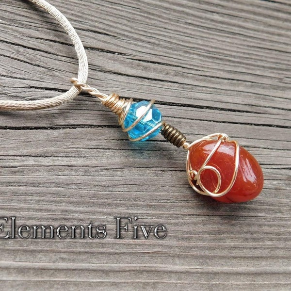 Carnelian Necklace, Carnelian Crystal Pendant Necklace, Golden Wire Wrapped Carnelian Crystal Necklace for Good Luck and Properity Gift