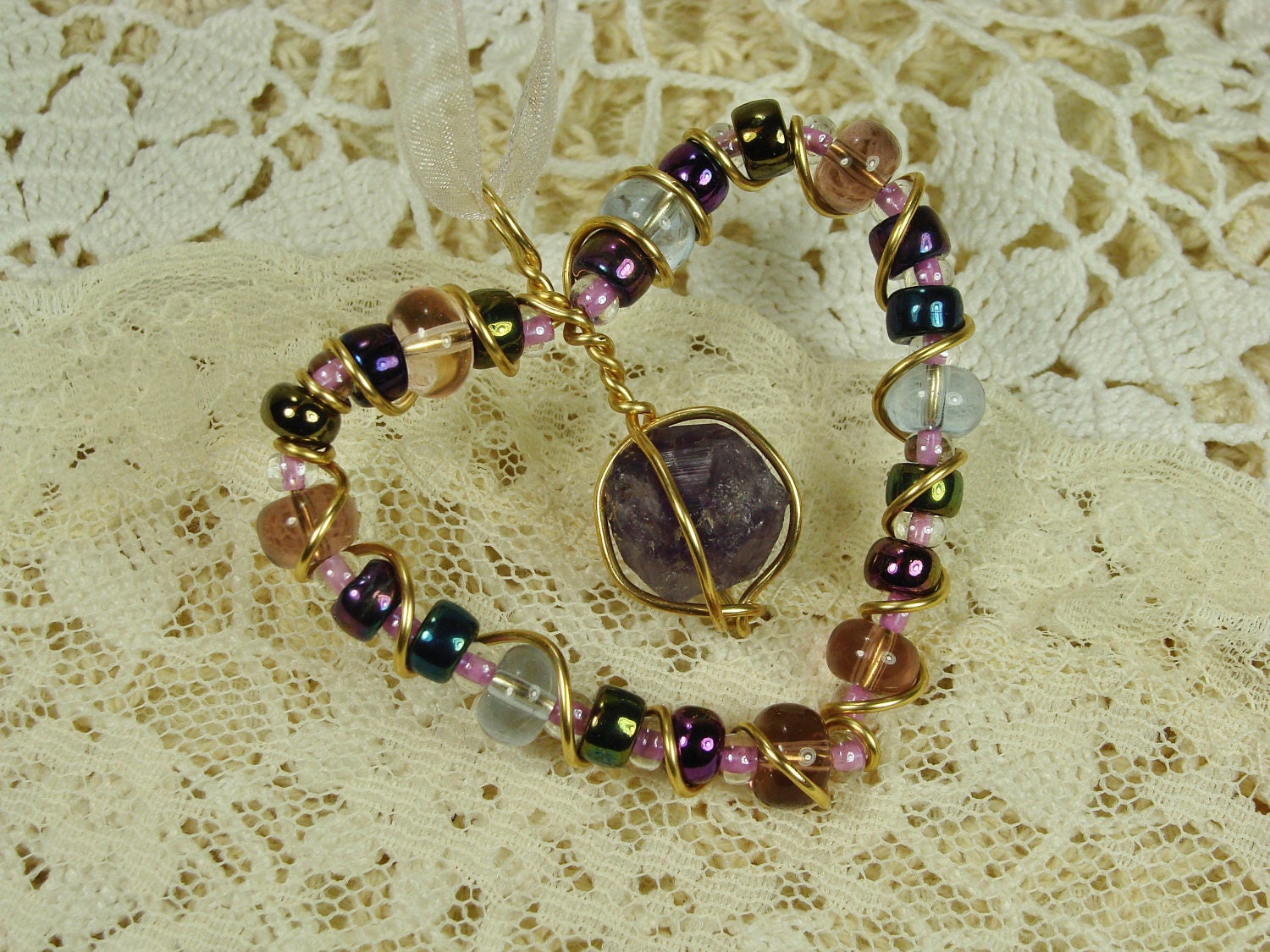 Amethyst Crystal Heart Necklace Amethyst Heart Necklace Etsy