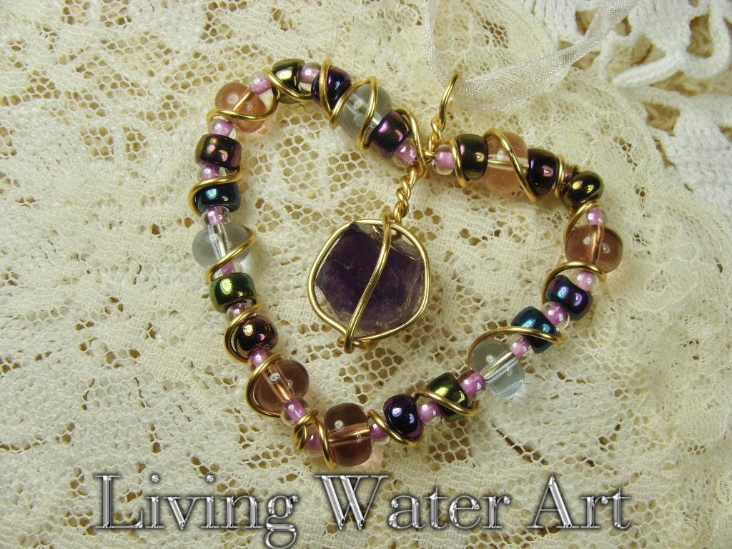 Amethyst Crystal Heart Necklace Amethyst Heart Necklace Etsy