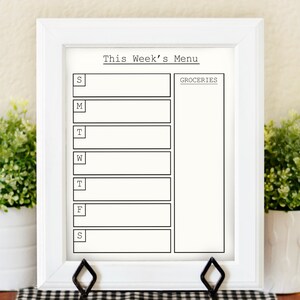 Weekly Meal Planner - Printable Menu - Weekly Menu Planner - Dry Erase Menu Board - Kitchen Planner - Kitchen Printable - Printable Menu Plan