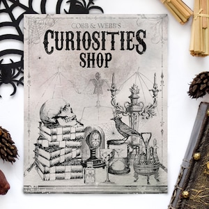 Halloween Curiosities Shop Print - Unique Halloween Sign - Halloween Printable Wall Art - Vintage Halloween Decor - Halloween Party Decor -