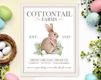 Cottontail Farms Easter Printable – Rustic Bunny Sign (Digital Download)