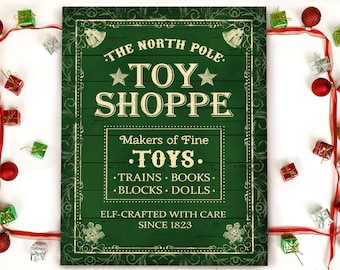 North Pole Toy Shoppe Printable – Vintage Christmas Sign (Digital Download)