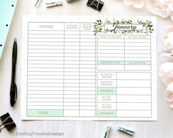 printable budget worksheets set of 12 yearly budget etsy