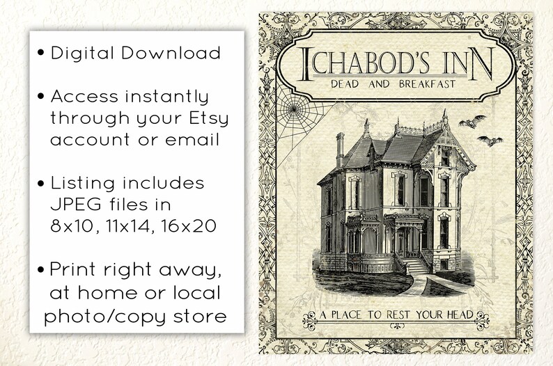 Halloween Bed and Breakfast - Haunted Inn Sign - Halloween Decorations ...