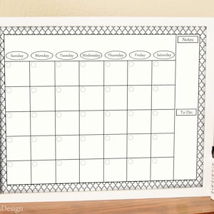 Printable Monthly Calendar - Dry Erase Calendar - DIY Calendar - Family ...