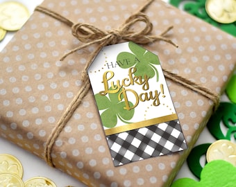 St. Patrick's Day Gift Tags - Leperchaun Gift Tag - Gold Coins Gift Tag - Shamrock Favor Tag - Happy St Patricks Day Gift Tag - PRINTABLE