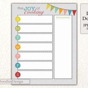 Weekly Menu Planner - 8x10 Printable - Etsy