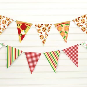 Pizza Party Pizza Banner Pizza Pennant Pizza Decorations Pizza Birthday Printable Garland Printable Pennant Banner image 1