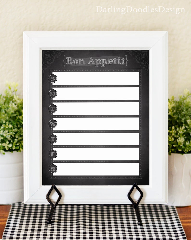 Chalkboard Calendar Chalkboard Menu Planner Chalkboard - Etsy