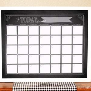 Large Chalkboard Calendar 2019, 24 X 18 Wall Decal Sticker Monthly  Planner Bl