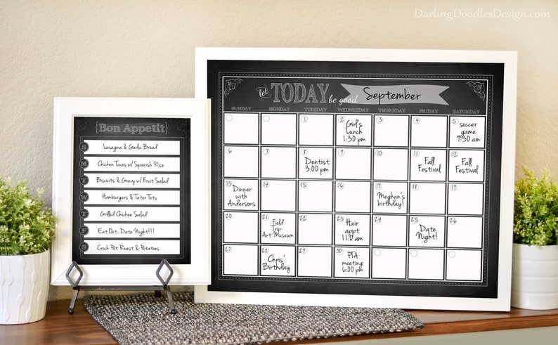 Chalkboard Calendar Chalkboard Menu Planner Chalkboard - Etsy