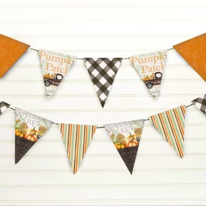 Buffalo Check Fall Banner - Pumpkin Garland - Rustic Autumn Bunting - Pumpkin Patch Fall Pennant Banner - Printable Digital Download -