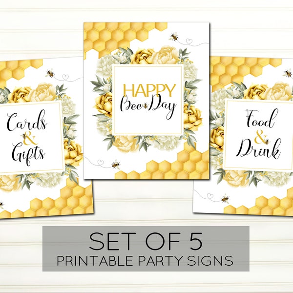 Bee Birthday Party - Sweet to be One Birthday - Bee Party Signs - Bumble Bee Decoration - Little Honey Bee - Bee Day Party Decor - PRINTABLE