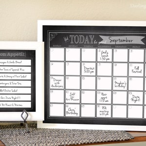 Chalkboard Calendar - Chalkboard Menu Planner - Monthly Calendar ...