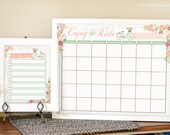 Pretty Monthly Calendar - Floral Calendar - Printable Monthly Calendar - Dry Erase Calendar - Printable Menu Planner - Weekly Menu Planner -