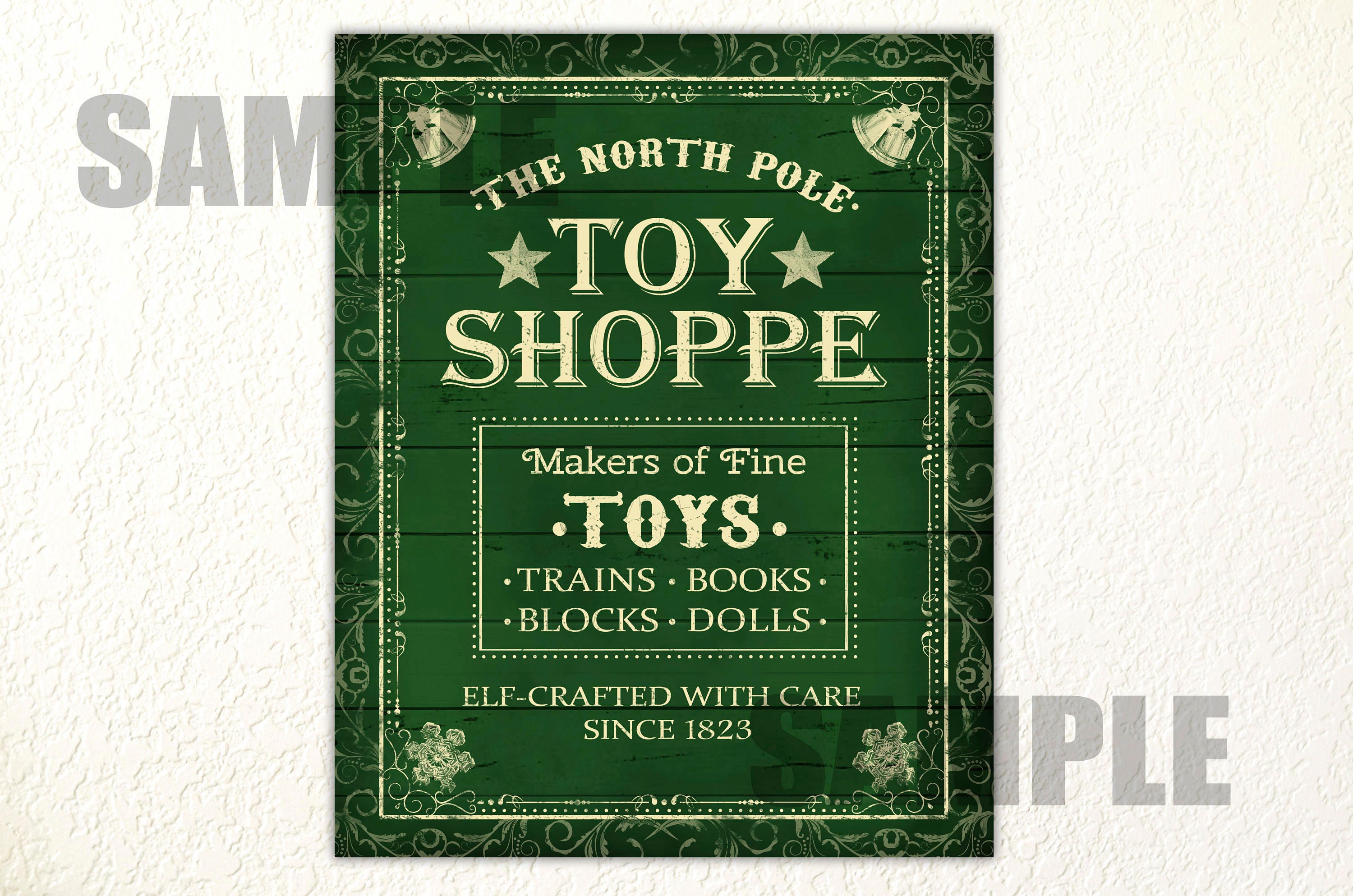 North Pole Toy Shoppe Printable – Vintage Christmas Sign (digital
