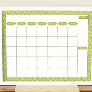 Family Calendar - Monthly Calendar - Printable Wall Calendar - Sage Green Calendar - Dry Erase Calendar Board - Housewarming Gift - 16x20 -