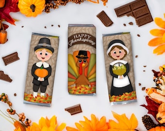 Thanksgiving Candy Bar Wrappers – Pilgrim & Turkey Party Favors (PDF)