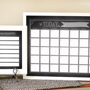 Tafel-Kalender - Tafel-Menü-Planer - Monatskalender - Wochen-Menü-Planer - Familien-Kommandozentrum - Sofortiger Download zum Ausdrucken