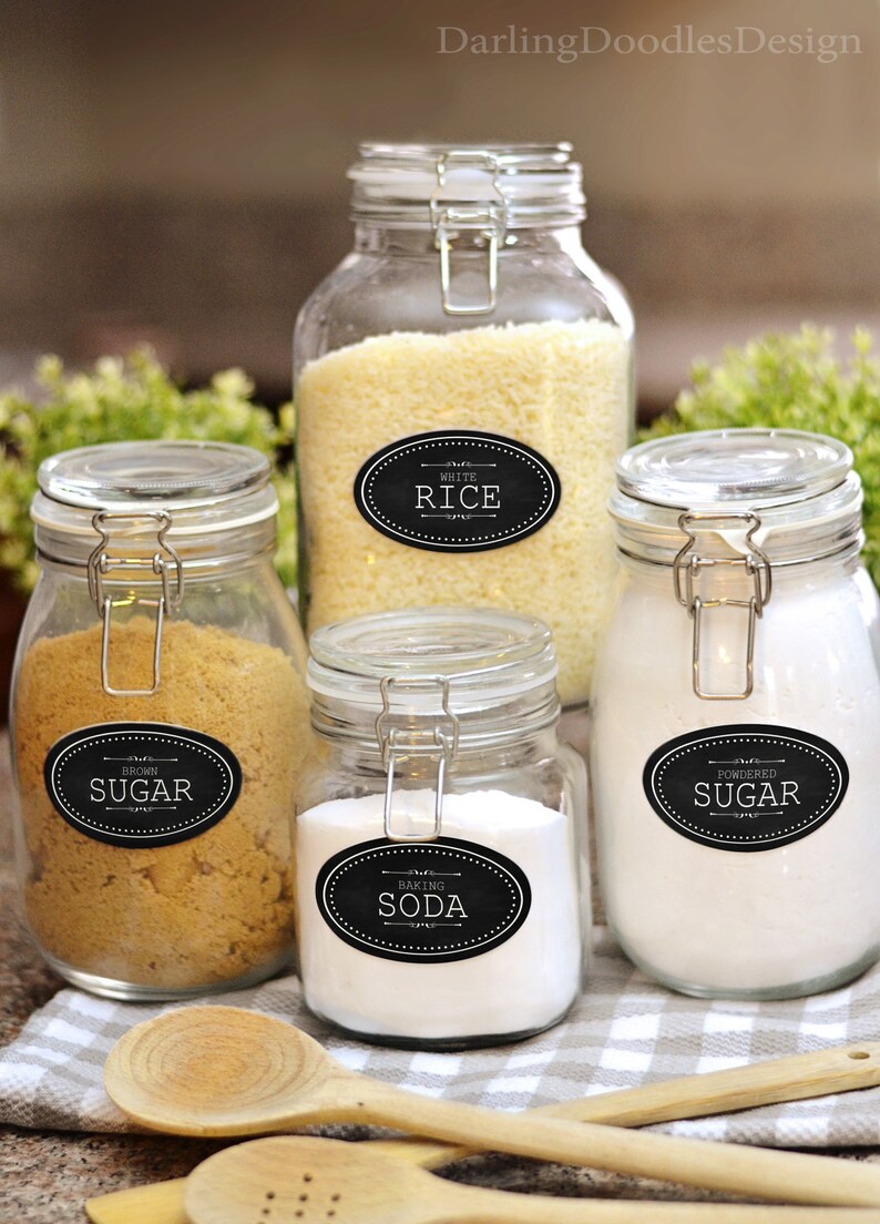 Chalkboard Pantry Labels Printable Pantry Labels Kitchen Etsy