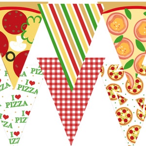 Pizza Party Pizza Banner Pizza Pennant Pizza Decorations Pizza Birthday Printable Garland Printable Pennant Banner image 2