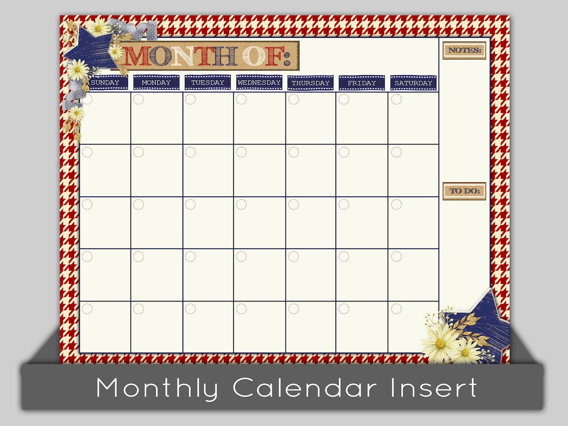 Patriotic Calendar Print Patriotic Menu Planner USA - Etsy