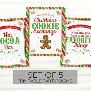 Christmas Cookie Exchange Party - Holiday Treats Decorating Party - Cookie Swap Party Signs - Gingerbread Christmas Decorations - Printable
