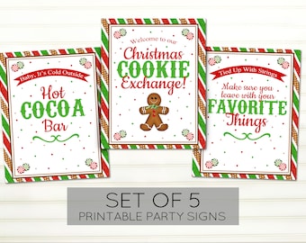 Christmas Cookie Exchange Party Signs – Set of 5 (Printable)