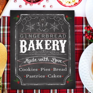 Christmas Bakery Sign - Chalkboard Christmas Decor - Gingerbread Bakery - Farmhouse Christmas - Vintage Holiday Decoration - Printable