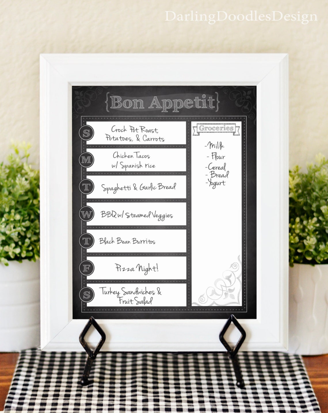 Chalkboard Menu Planner Printable Menu Planner Weekly Menu | Etsy