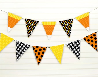 Candy Corn Banner - Halloween Banner - Printable Halloween Banner - Halloween Bunting - Candy Corn Pennant - Halloween Party Decor -