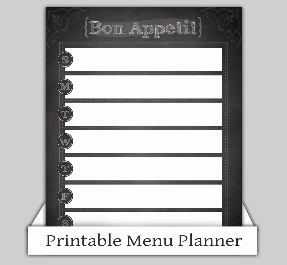 Chalkboard Calendar Chalkboard Menu Planner Monthly - Etsy