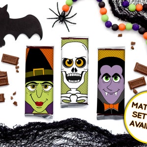 Halloween Party Favor Halloween Treat Tags Halloween Candy Bar Wrappers Printable Candy Bar Labels Frankenstein Mummy Pumpkin 画像 4