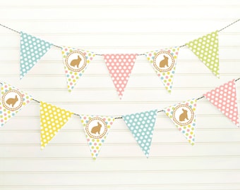 Pastel Easter Garland – Bunny Pennant Banner (Digital Download)