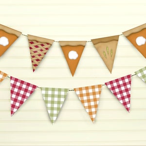 Pie Pennant Banner - Pie Party Decorations - Thanksgiving Bunting - Pumpkin Pie Decor - Thanksgiving Table - Printable Digital Download -