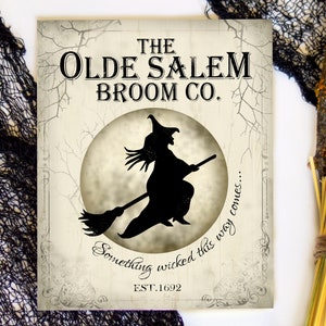 Halloween Sign - Halloween Printable - Salem Broom Company - Halloween Decor - Printable Halloween Party - Witch Sign - Witch Decor Print -