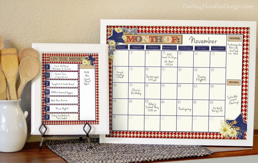 Patriotic Calendar Print - Patriotic Menu Planner - USA Calendar ...