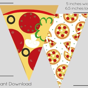 Pizza Party Pizza Banner Pizza Pennant Pizza Decorations Pizza Birthday Printable Garland Printable Pennant Banner image 3