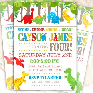 Convite Dinossauro - Festa de aniversário de dinossauro - Personalizado Convite de dinossauro - Festa de Dino - Aniversário de menino - Convite de aniversário para impressão