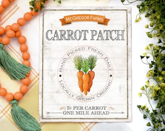 Carrot Patch Sign - Farmhouse Spring Home Decor - Vegetable Stand Sign - Easter Bunny Print - Easter Art - Rustic Easter Sign - PRINTABLE