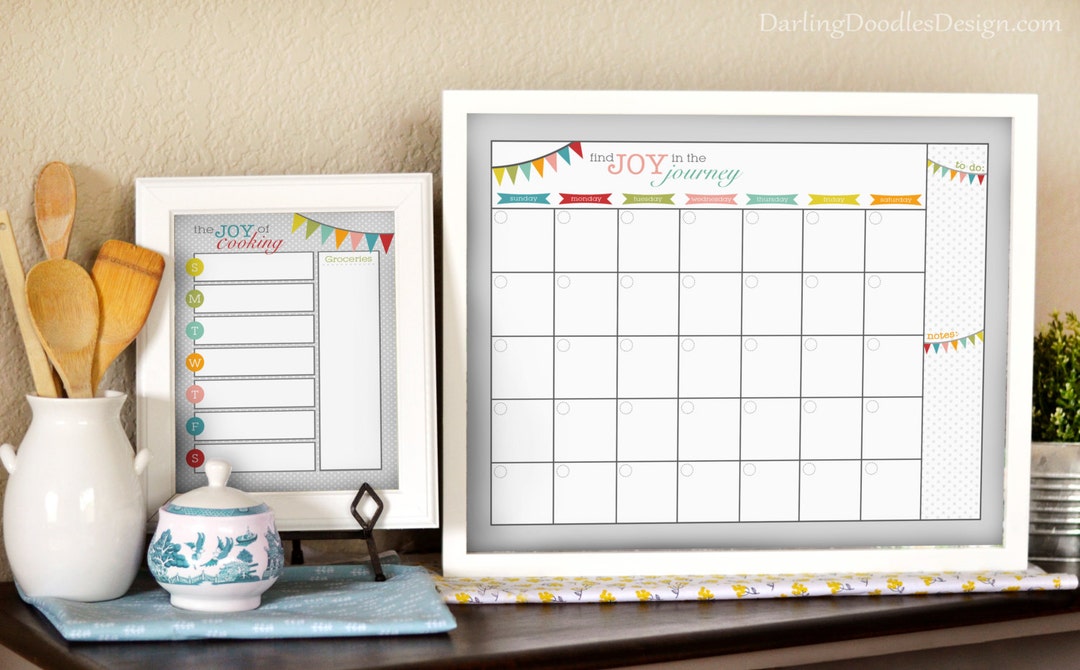 Calendar Printable - Menu Planner Printable - Monthly Calendar - Weekly ...