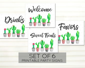 Cactus Party Signs - Cactus Bridal Shower - Boho Bridal Shower Party - Succulent Bridal Shower - Fiesta Bridal Shower Signs - PRINTABLE