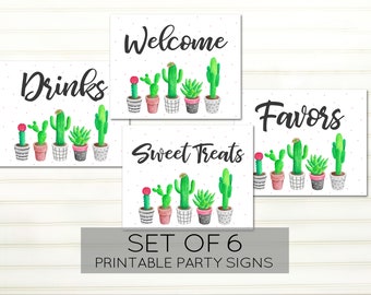 Cactus Party Signs – Bridal Shower, Fiesta Decor (PDF)