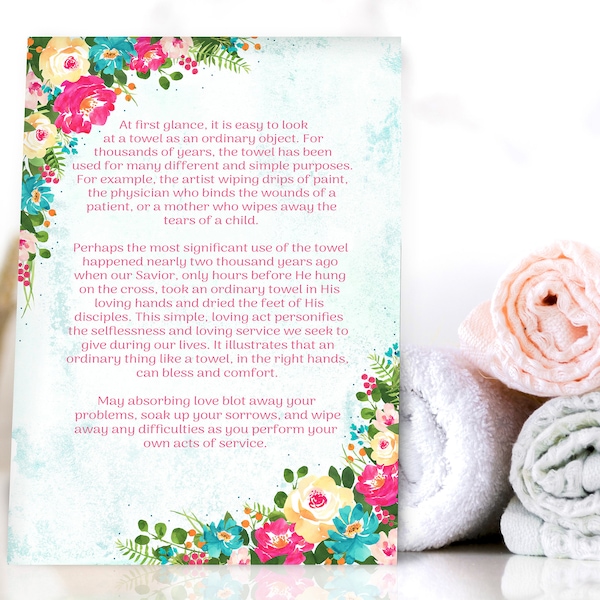 Printable Mother's Day Gift Tag - Mother's Day Towel Gift - Mother's Day Church Gift - Relief Society Mother's Day Gift - Printable Tag -