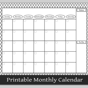 Printable Monthly Calendar - Dry Erase Calendar - DIY Calendar - Family ...